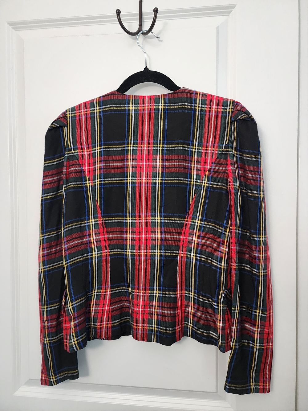 Vintsge Tartan Double-Breasted Jacket - Red/Black Plaid - Picture 5 of 5